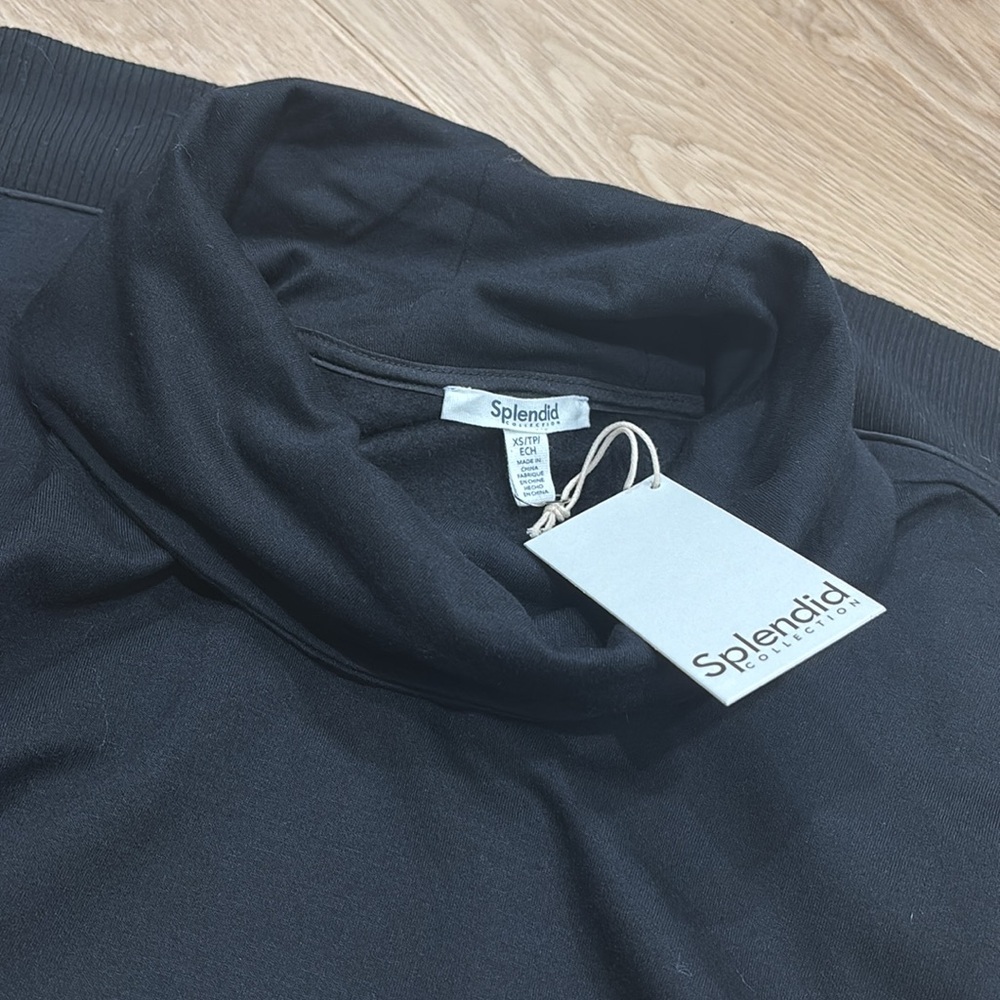 NWT SPLENDID (XS) Soft Fleece Plush Cowl Neck Pullover Casual Stretch Luxury - Picture 9 of 15